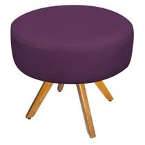 Puff Banqueta Sofia Base Giratória de Madeira Suede Roxo - KDAcanto Móveis