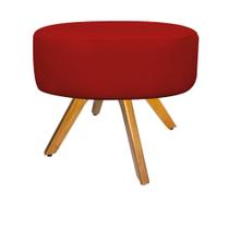 Puff Banqueta Sofia Base Giratória de Madeira Suede Vermelho - DAMAFFÊ MÓVEIS