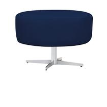 Puff Banqueta Sofia Base Giratória de Metal Sala de Estar Quarto Suede Azul Marinho - DAMAFFÊ MÓVEIS