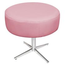 Puff Banqueta Sofia Base Giratória de Metal Sala de Estar Quarto Suede Rosa Bebê - KDAcanto Móveis