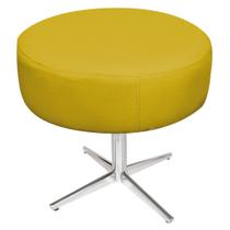 Puff Banqueta Sofia Base Giratória de Metal Suede Amarelo - KDAcanto Móveis
