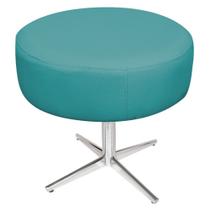 Puff Banqueta Sofia Base Giratória de Metal Suede Azul Turquesa - KDAcanto Móveis