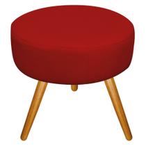 Puff Banqueta Sofia Palito Mel Sala de Estar Quarto Decor Suede Vermelho - KDAcanto Móveis