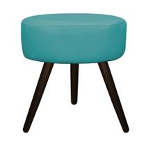 Puff Banqueta Sofia Palito Tabaco Suede Azul Turquesa - DAMAFFÊ MÓVEIS