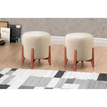 Puff Banqueta Thor Luxo em Madeira Maciça Castellar Móbile