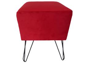 Puff Banqueta Veludo Quadrado- 4 Pés