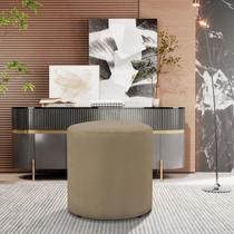 Puff Banqueta Viena Decorativo Redondo Veludo Bege