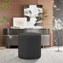 Puff Banqueta Viena Decorativo Redondo Veludo Cinza