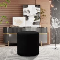 Puff Banqueta Viena Decorativo Redondo Veludo Preto