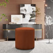 Puff Banqueta Viena Decorativo Redondo Veludo Terracota