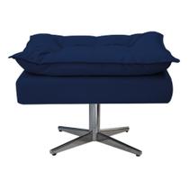 Puff Banqueta Zatti Base Giratória de Metal Suede Azul Marinho - DAMAFFÊ MÓVEIS