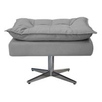 Puff Banqueta Zatti Base Giratória de Metal Suede Cinza - DAMAFFÊ MÓVEIS Puff Banqueta Zatti Base Giratória de Metal Suede Cinza - DAMAFFÊ MÓVEIS