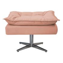 Puff Banqueta Zatti Base Giratória de Metal Suede Rosê - DAMAFFÊ MÓVEIS Puff Banqueta Zatti Base Giratória de Metal Suede Rosê - DAMAFFÊ MÓVEIS