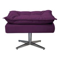 Puff Banqueta Zatti Base Giratória de Metal Suede Roxo - DAMAFFÊ MÓVEIS