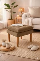 Puff Banquinho Apoio Para Os Pés Luxo Bege Variação:Suede Capuccino Puff Banquinho Apoio Para Os Pés Luxo Bege Variação:Suede Capuccino