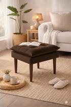Puff Banquinho Apoio Para Os Pés Luxo Bege Variação:Suede Marrom Escuro Puff Banquinho Apoio Para Os Pés Luxo Bege Variação:Suede Marrom Escuro