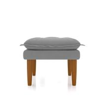 Puff Banquinho Apoio Para Os Pés Luxo Suede Cinza