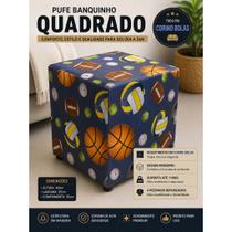 Puff Banquinho Quadrado Bolas Reforçado Decorativo Sala Quarto Escritório Puff Banquinho Quadrado Bolas Reforçado Decorativo Sala Quarto Escritório