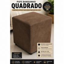 Puff Banquinho Quadrado Marrom Suede Premium Reforçado Decorativo Sala Quarto Escritório Puff Banquinho Quadrado Marrom Suede Premium Reforçado Decorativo Sala Quarto Escritório