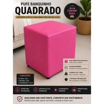 Puff Banquinho Quadrado Rosa material sintético Premium Reforçado Decorativo Sala Quarto Escritório Puff Banquinho Quadrado Rosa material sintético Premium Reforçado Decorativo Sala Quarto Escritório
