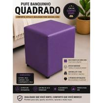 Puff Banquinho Quadrado Roxo material sintético Premium Reforçado Decorativo Sala Quarto Escritório Puff Banquinho Quadrado Roxo material sintético Premium Reforçado Decorativo Sala Quarto Escritório