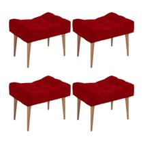 Puff Base Aluminio Tommy Sued Azul Marinho - Kimi Design