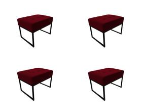 Puff Base Aluminio Tommy Sued Preto - Kimi Design