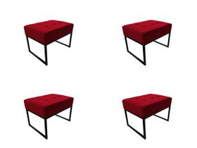 Puff Base Aluminio Tommy Veludo Preto - Kimi Design