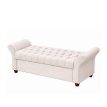 Puff Baú 160cm Charles material sintético Off White - Sallar Home Puff Baú 160cm Charles material sintético Off White - Sallar Home
