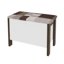 Puff Baú 65x48x35,5 65x48x35,5 cm Branco/Nogal