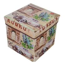 Puff Baú Banco Estampado Dobrável Porta Objetos 30 Cm Puff Baú Banco Estampado Dobrável Porta Objetos 30 Cm