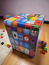 Puff Baú Banqueta Com botão 34cm Decorativo material sintético e Suede