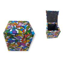 Puff BAÚ Banqueta Cubo material sintético Quadrado Decorativo