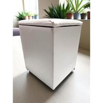 Puff Baú Banqueta Quadrado Cubo Decorativo material sintético e Suede