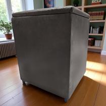 Puff Baú Banqueta Quadrado Cubo Decorativo material sintético e Suede