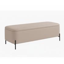 Puff Baú Bella 140cm Pés Alumínio Preto material sintético Cinza - sallar home Puff Baú Bella 140cm Pés Alumínio Preto material sintético Cinza - sallar home
