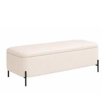 Puff Baú Bella 140cm Pés Alumínio Preto material sintético Off White - sallar home Puff Baú Bella 140cm Pés Alumínio Preto material sintético Off White - sallar home