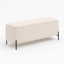 Puff Baú Bella 160cm Pés Alumínio Bouclé Off White - sallar home Puff Baú Bella 160cm Pés Alumínio Bouclé Off White - sallar home