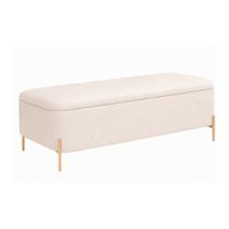 Puff Baú Bella 160cm Pés Alumínio Dourado material sintético Off White - sallar home Puff Baú Bella 160cm Pés Alumínio Dourado material sintético Off White - sallar home