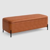 Puff Baú Bella 160cm Pés Alumínio Preto material sintético Caramelo - sallar home Puff Baú Bella 160cm Pés Alumínio Preto material sintético Caramelo - sallar home