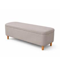 Puff Baú Bella 160cm Pés Madeira material sintético Cinza - sallar home Puff Baú Bella 160cm Pés Madeira material sintético Cinza - sallar home