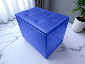Puff Baú C/ Botão Banqueta Suede Organizar Decorar 55cm