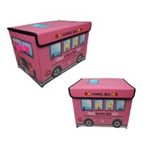 Puff baú caixa organizadora de brinquedos infantil porta treco multiuso rosa