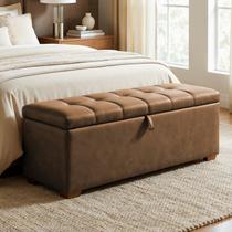 Puff Baú Cama 140cm Munique com Design Elegante. Puff Baú Cama 140cm Munique com Design Elegante.