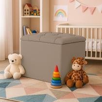 Puff Bau Capitone Banqueta Retrô Tecido Suede Dritex Cor:Suede Capuccino