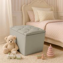 Puff Bau Capitone Banqueta Retrô Tecido Suede Strass Dritex Cor:Suede Bege