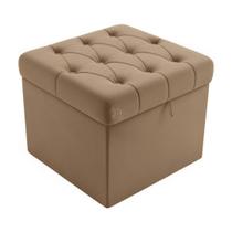 Puff Baú Capitonê Vit Decor Suede Bege 50x50x45 cm Organização Estilo e Conforto Puff Baú Capitonê Vit Decor Suede Bege 50x50x45 cm Organização Estilo e Conforto