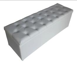Puff baú casal 1,38m sintético branco