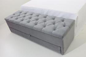 Puff Baú Com Gaveta 120x40x45cm Cor Cinza Médio no Tecido Veludo Liso (Guarda volume)