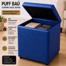 Puff Baú Decorativo AZUL ROYAL Organizador Reforçado Porta Objetos Puff Baú Decorativo AZUL ROYAL Organizador Reforçado Porta Objetos